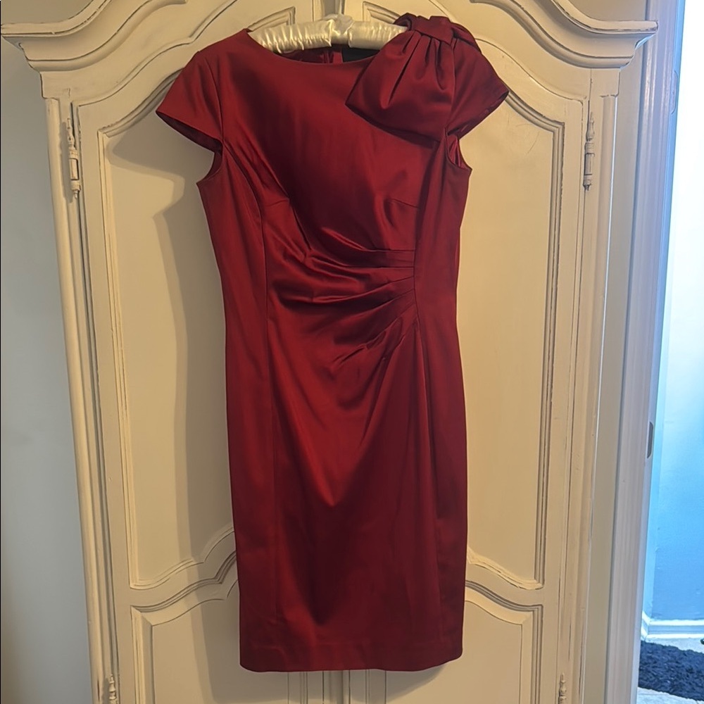 Alex Marie Red Ruched Bow Dress